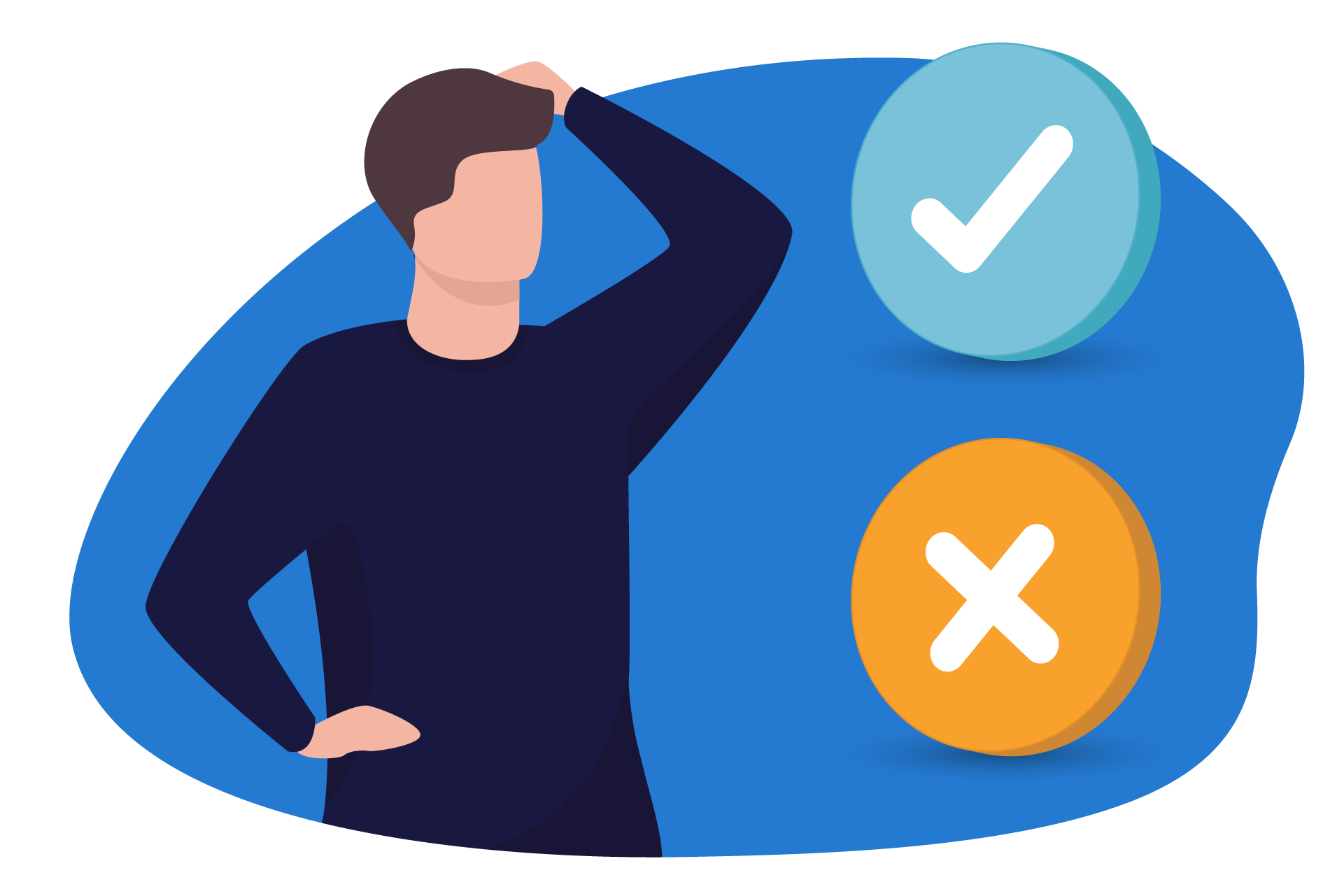 Ilustração de uma pessoa com dificuldades para escolher